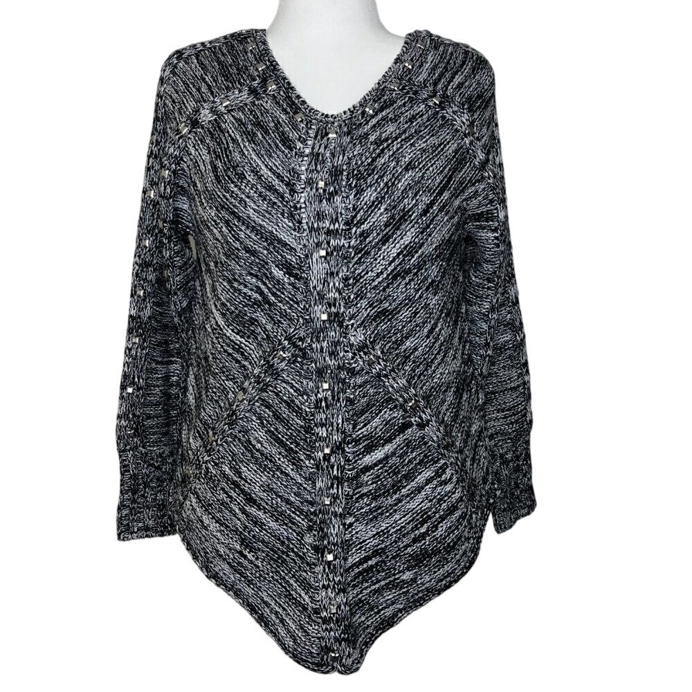 Intrigue Women's Ragg Sweater Studs Cable Knit Asymmetric‎ Chunky Streetwear Y2K
